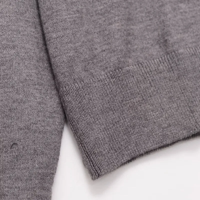 Damen Polokragen-Feinstrickpullover mit Knopfleiste und geripptem Saum Drune