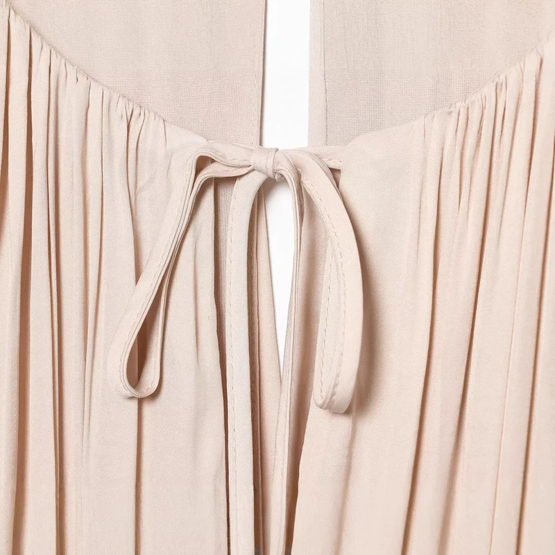 Damen Plissiertes Wickelkleid mit Volantrock und Balloonärmeln Drune