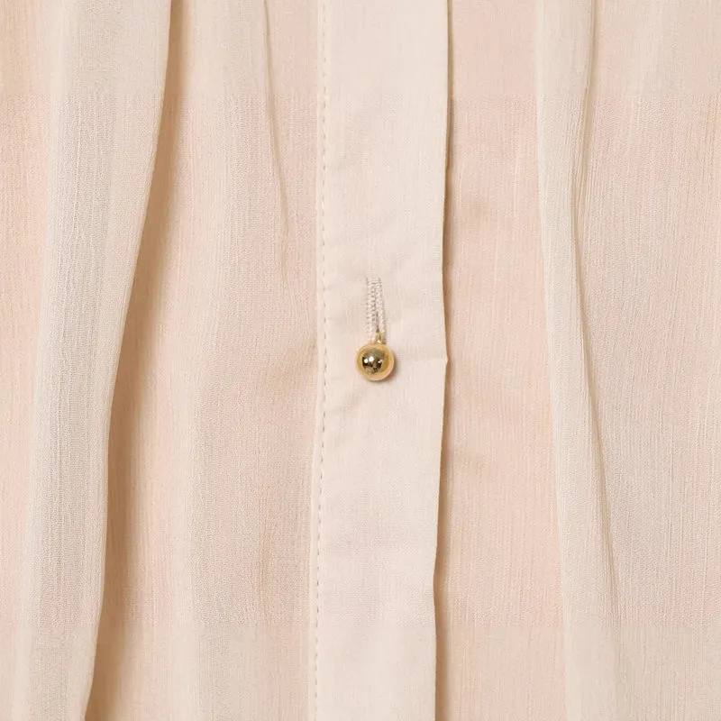 Damen Plissiertes Hemdblusenkleid mit Stehkragen, durchgehender Knopfleiste und Taillengürtel Drune