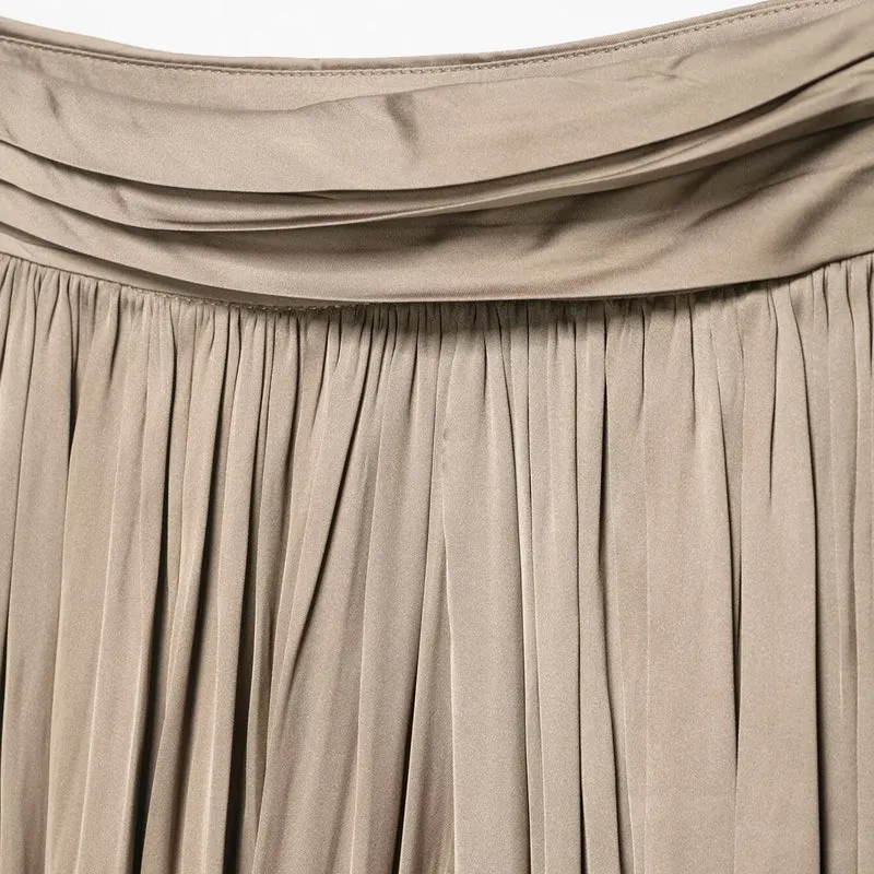 Damen Plissierter Satin‑Haremrock mit voluminöser Silhouette und gerafften Bündchen Drune