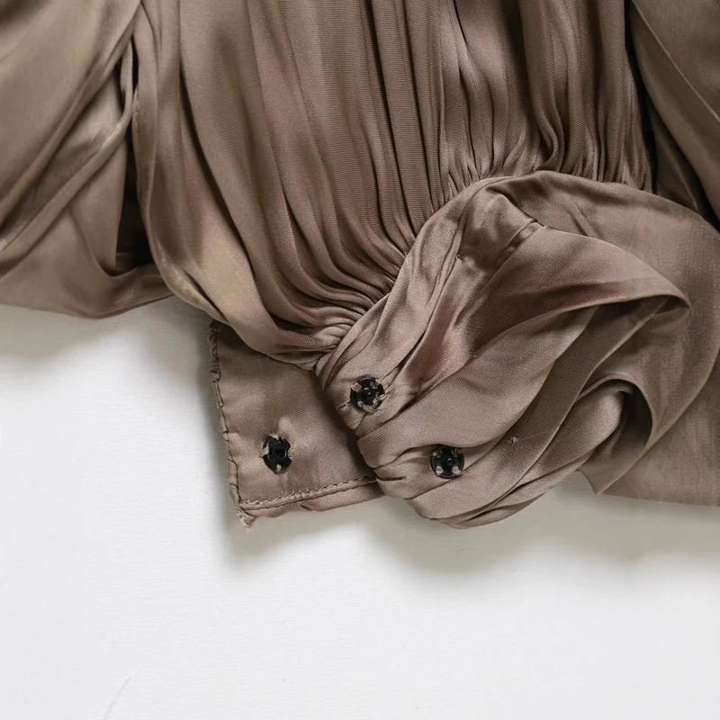 Damen Plissierter Satin‑Haremrock mit voluminöser Silhouette und gerafften Bündchen Drune