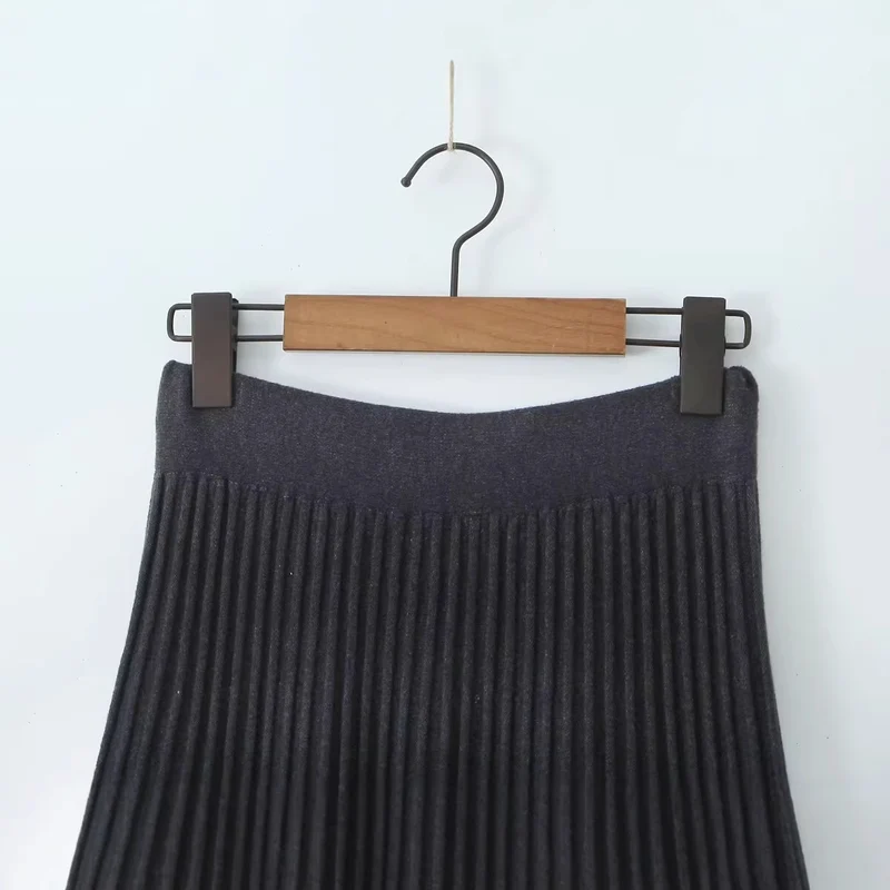Damen Plissierter Maxirock mit hoher Taille und Elastikbund Drune
