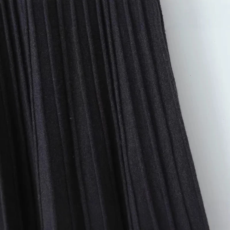 Damen Plissierter Maxirock mit hoher Taille und Elastikbund Drune