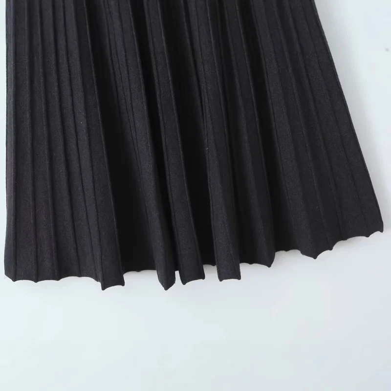 Damen Plissierter Maxirock mit hoher Taille und Elastikbund Drune