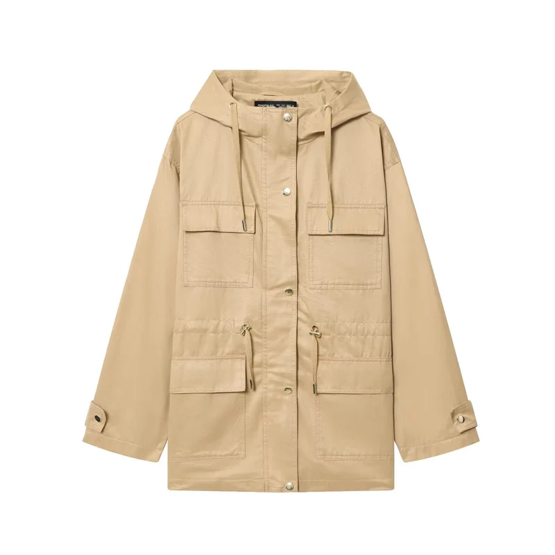 Damen Parka im Utility‑Stil mit Kapuze und Mehrfach‑Taschen Drune