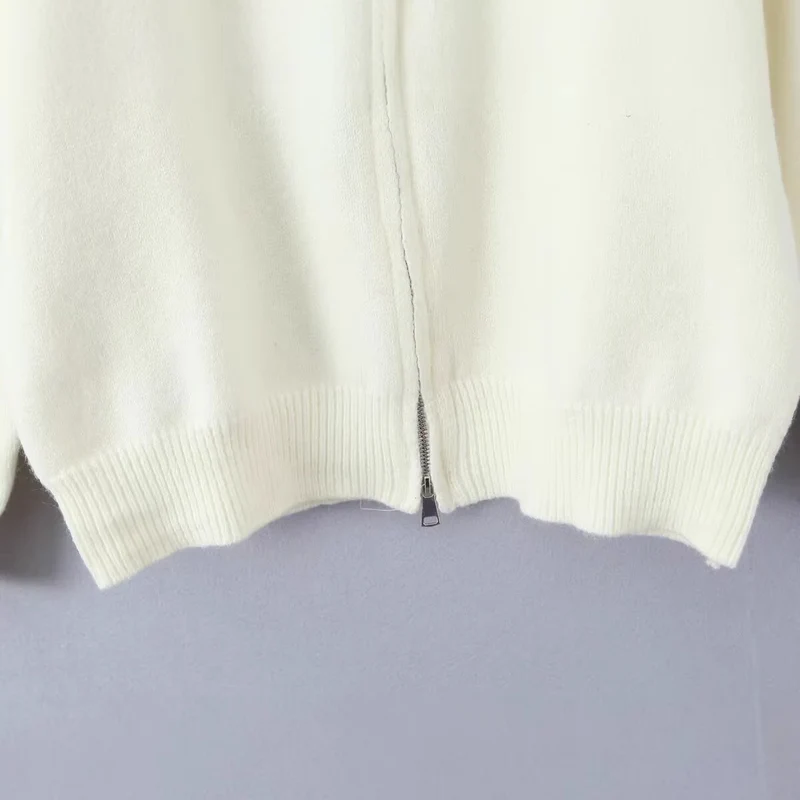 Damen Oversized Zipp-Cardigan aus feinem Strick mit hohem Rippkragen Drune