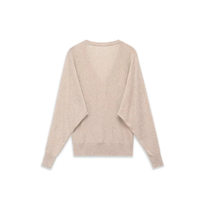 Damen Oversized V-Ausschnitt Feinstrickpullover mit Fledermausärmeln Drune