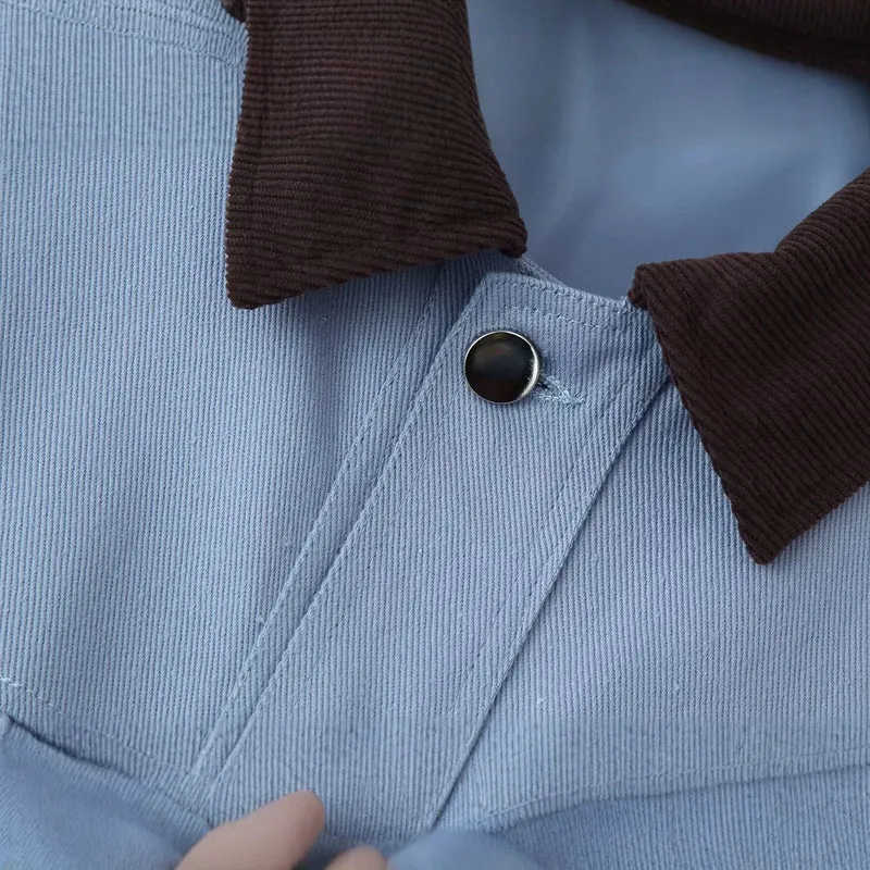 Damen Oversized Utility-Übergangsjacke im Shacket-Stil mit Cordkragen Drune