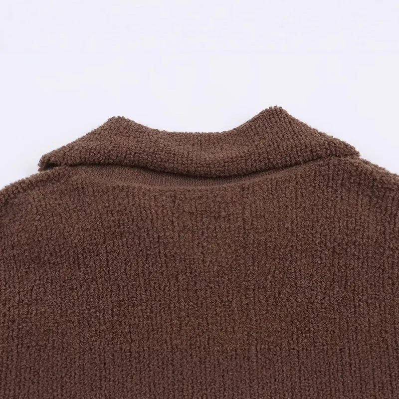 Damen Oversized Teddy-Fleece-Jacke mit Stehkragen und Rippenbund Drune
