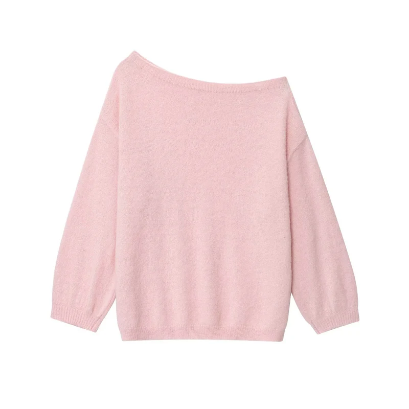 Damen Oversized Strickpullover mit weitem Boatneck, Raglanärmeln und weicher Fluffy-Optik Drune