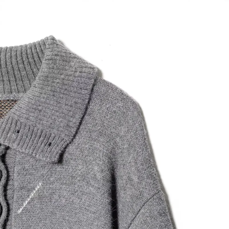 Damen Oversized Strickpullover mit Rautenmuster und Rollkragen Drune