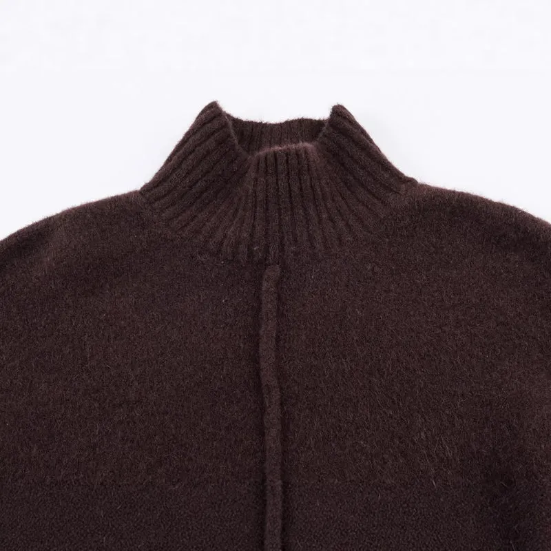 Damen Oversized Strickkleid mit Rollkragen und Ballonärmeln Drune