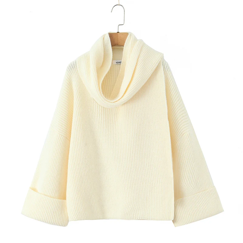 Damen Oversized Rollkragen‑Strickpullover mit Rippstruktur Drune