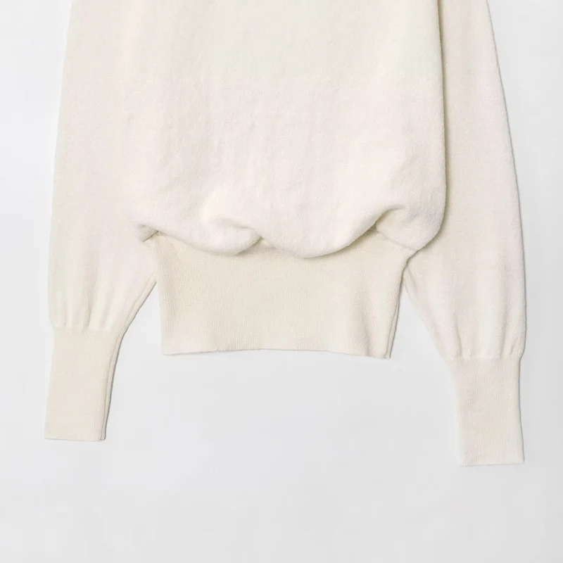 Damen Oversized Off-Shoulder-Cropped-Pullover mit Ballonärmeln Drune