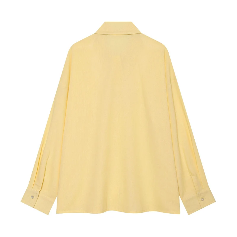 Damen Oversized Leinenoptik-Hemdbluse mit verdeckter Knopfleiste und Manschetten Drune