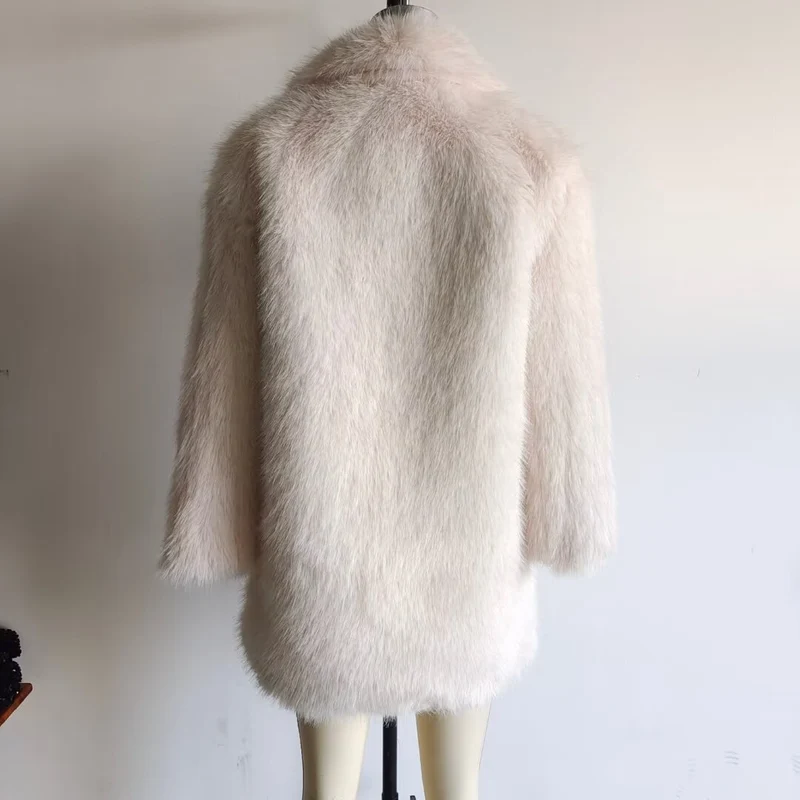 Damen Oversized Kunstfell-Mantel mit großzügigem Schalkragen und versteckten Taschen Drune