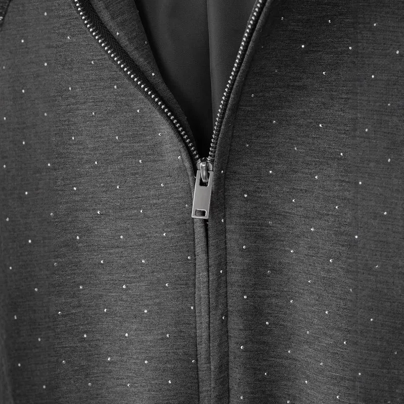 Damen Oversized Kapuzenjacke mit durchgehendem Reißverschluss, elastischem Saum und dezentem Punktmuster Drune