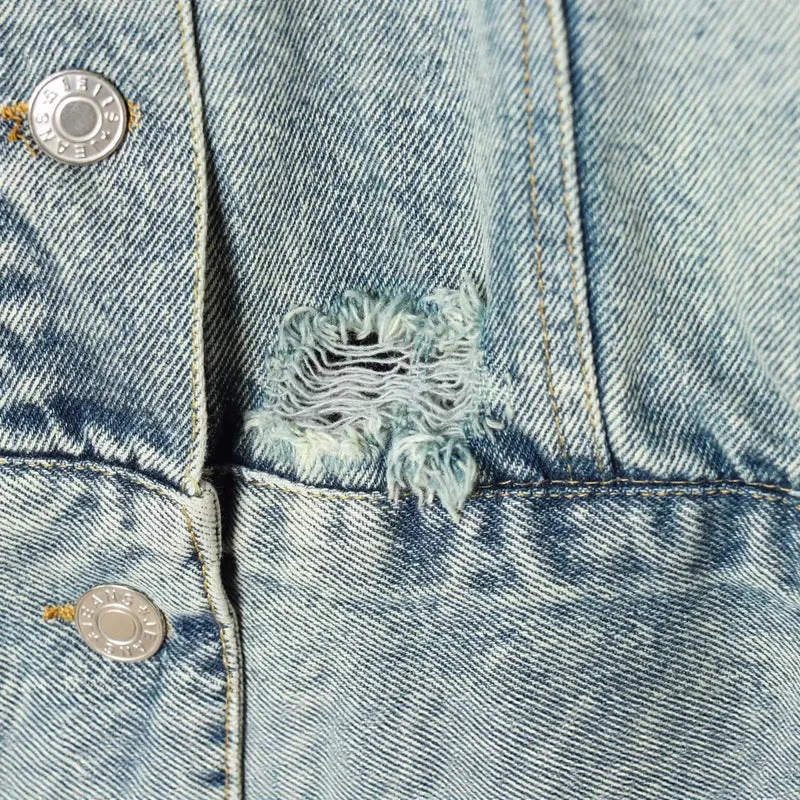Damen Oversized Jeansjacke im Vintage‑Washed‑Look mit Brustklappentaschen Drune