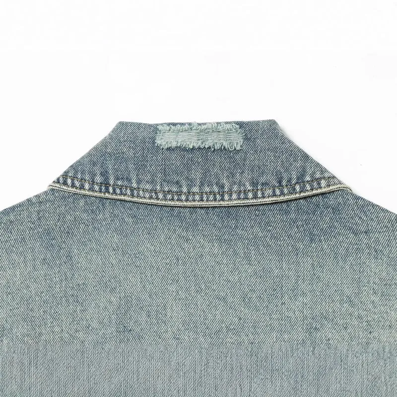 Damen Oversized Jeansjacke im Vintage‑Washed‑Look mit Brustklappentaschen Drune