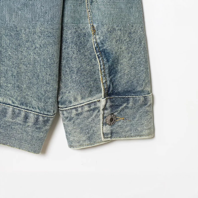 Damen Oversized Jeansjacke im Vintage‑Washed‑Look mit Brustklappentaschen Drune