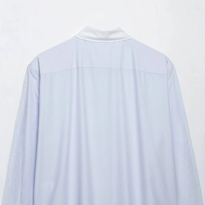 Damen Oversized Hemdbluse mit Kontrastkragen und dekorativen Knotenverschlüssen Drune