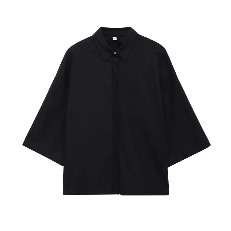 Damen Oversized-Hemdbluse mit kastiger Silhouette und Fledermausärmeln Drune