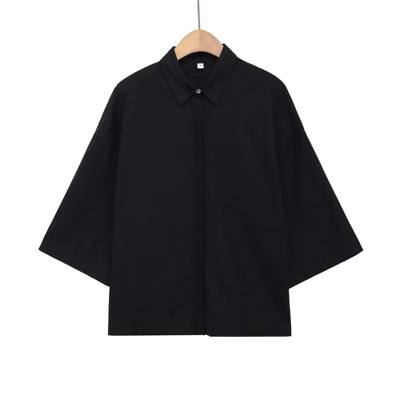 Damen Oversized-Hemdbluse mit kastiger Silhouette und Fledermausärmeln Drune
