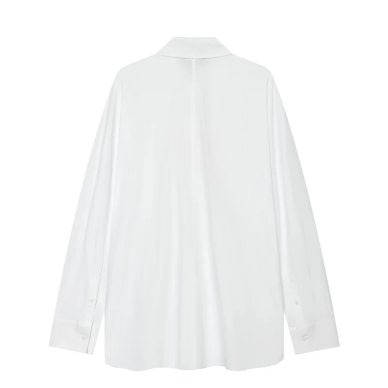 Damen Oversized Hemdbluse mit dekorativen Zierkordeln und Metallknöpfen Drune
