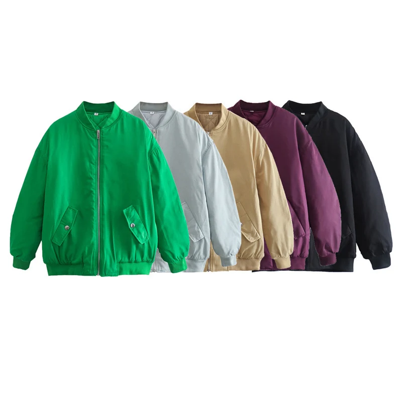 Damen Oversized Bomberjacke im Boxy‑Schnitt mit Reißverschluss, Rippbündchen und Klappentaschen Drune