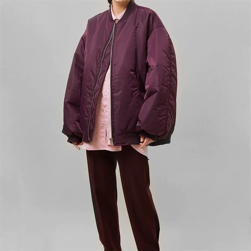 Damen Oversized Bomberjacke im Boxy‑Schnitt mit Reißverschluss, Rippbündchen und Klappentaschen Drune