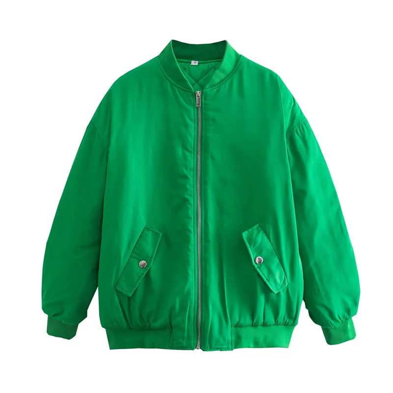 Damen Oversized Bomberjacke im Boxy‑Schnitt mit Reißverschluss, Rippbündchen und Klappentaschen Drune