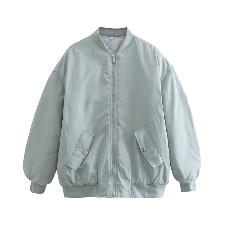 Damen Oversized Bomberjacke im Boxy‑Schnitt mit Reißverschluss, Rippbündchen und Klappentaschen Drune
