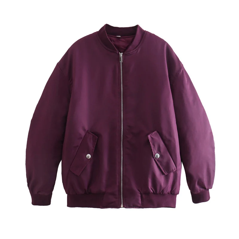 Damen Oversized Bomberjacke im Boxy‑Schnitt mit Reißverschluss, Rippbündchen und Klappentaschen Drune