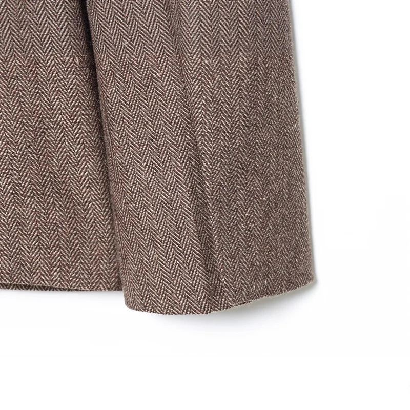 Damen Oversized Blazer-Mantel im Fischgrätmuster mit Taillengürtel Drune