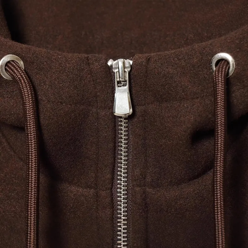Damen Oversize-Wollmix-Kapuzenjacke mit Reißverschluss und Tunnelzug Drune