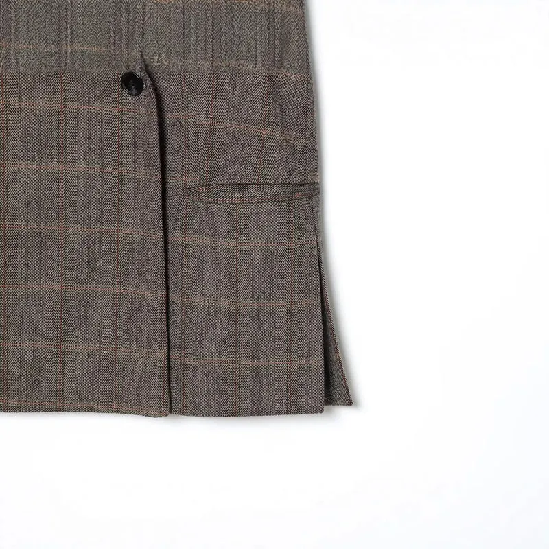 Damen Oversize Wollmix-Blazer mit Glencheck und Ein-Knopf-Verschluss Drune