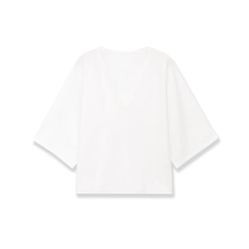 Damen Oversize V-Ausschnitt-Top mit Kimonoärmeln Drune