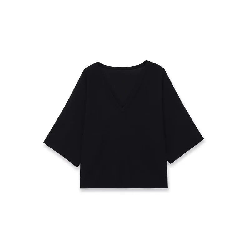 Damen Oversize V-Ausschnitt-Top mit Kimonoärmeln Drune