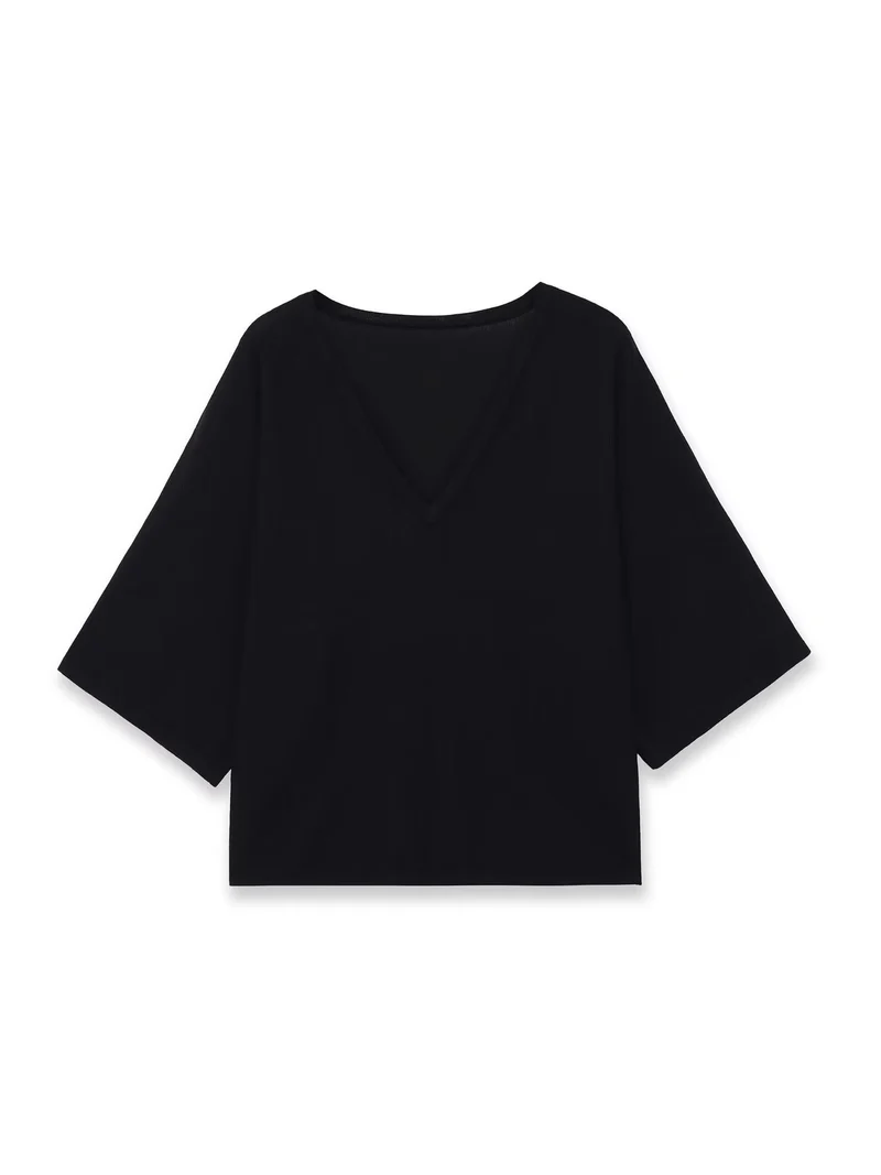 Damen Oversize V-Ausschnitt-Top mit Kimonoärmeln Drune