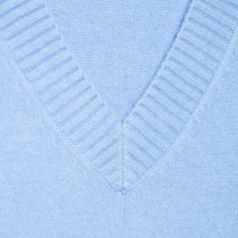 Damen Oversize V-Ausschnitt Pullover mit überschnittenen Schultern und breitem Rippbund Drune