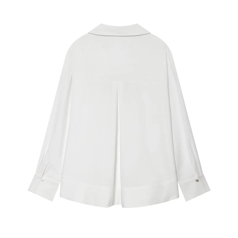 Damen Oversize Tunika‑Bluse mit tiefem V‑Ausschnitt und Hemdkragen Drune