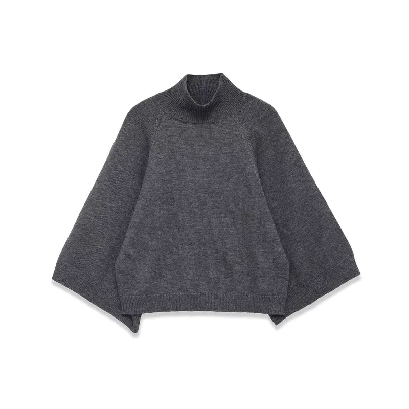 Damen Oversize Strickponcho mit Rollkragen und Raglanärmeln Drune