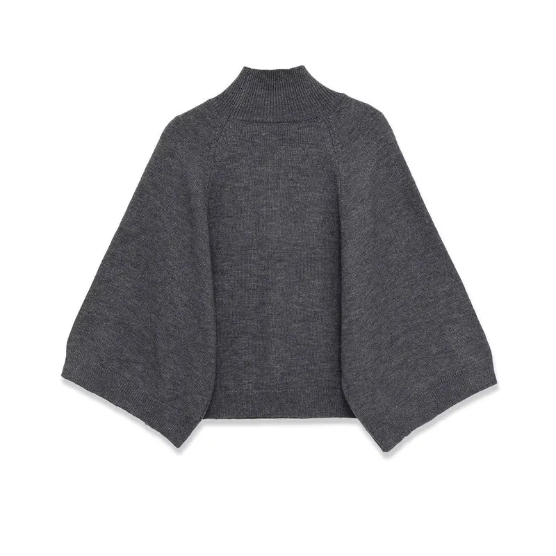 Damen Oversize Strickponcho mit Rollkragen und Raglanärmeln Drune