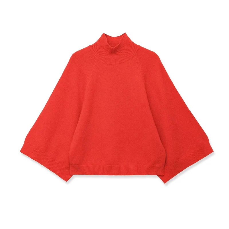 Damen Oversize Strickponcho mit Rollkragen und Raglanärmeln Drune