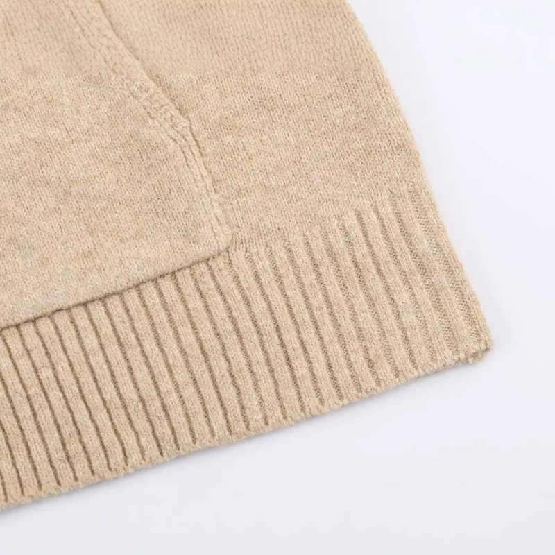 Damen Oversize-Strickkapuzenjacke mit Reißverschluss und Kängurutaschen Drune