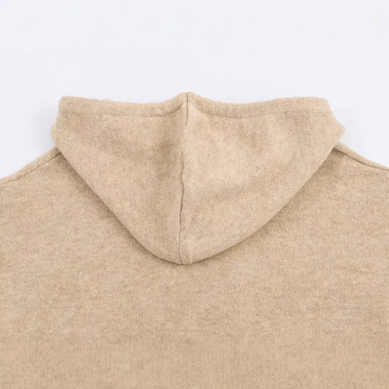 Damen Oversize-Strickkapuzenjacke mit Reißverschluss und Kängurutaschen Drune