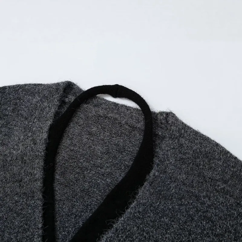 Damen Oversize Strickcardigan mit tiefem V Ausschnitt und Rippbund Drune