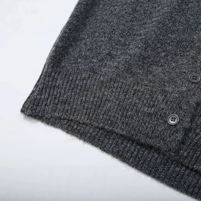 Damen Oversize Strickcardigan mit tiefem V Ausschnitt und Rippbund Drune