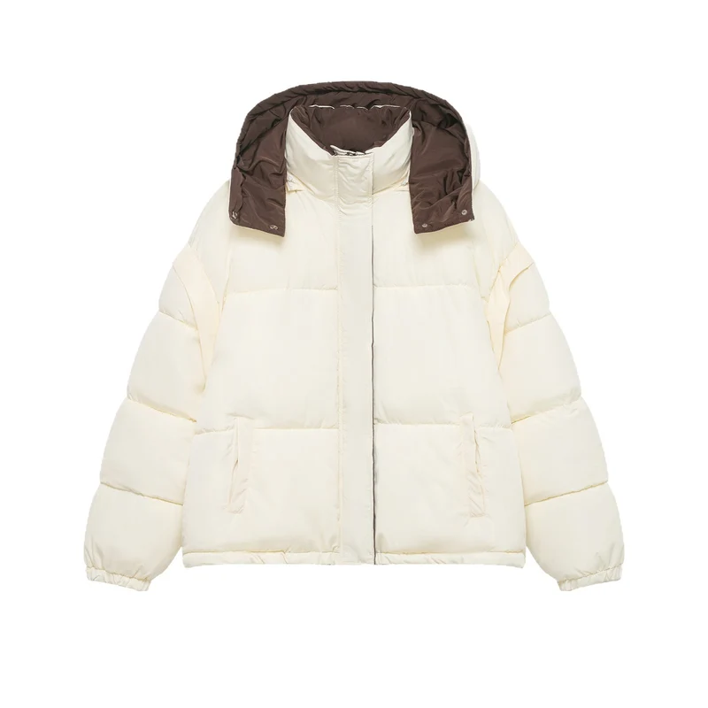 Damen Oversize-Steppjacke mit Kapuze und hohem Stehkragen Drune
