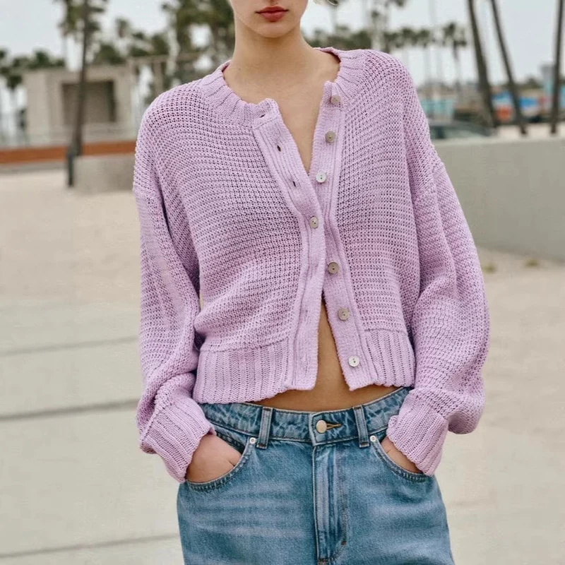 Damen Modischer Strickpullover mit Knopfleiste Drune
